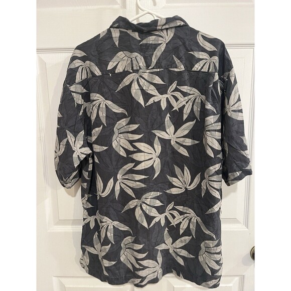 Tommy Bahama Mens 100% Silk Floral Tropical Aloha Hawaiian Shirt L Gray & Gray - Picture 2 of 8
